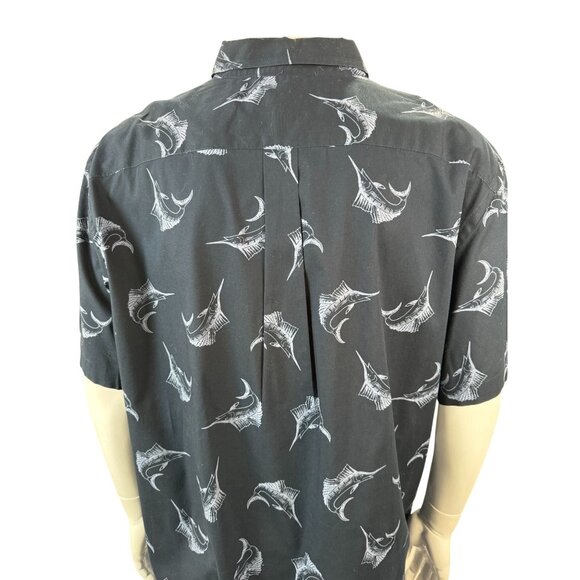 Old Navy Mens Classic Shirt XXL Slim Fit Navy With SailFish Print Cotton - Picture 9 of 16